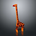 Cute Spotted Giraffe Toy With Long Neck Orange Brown Fur Red Mouth On Gray Background