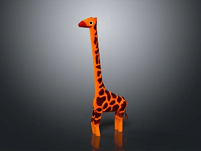 Cute Spotted Giraffe Toy With Long Neck Orange Brown Fur Red Mouth On Gray Background 3d model