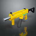 Yellow Toy Gun With Silver Barrel Black Grip And Blue Details