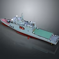 Patrol Boat P42 Gray Hull Red Bottom With Deck Equipment And Antennas
