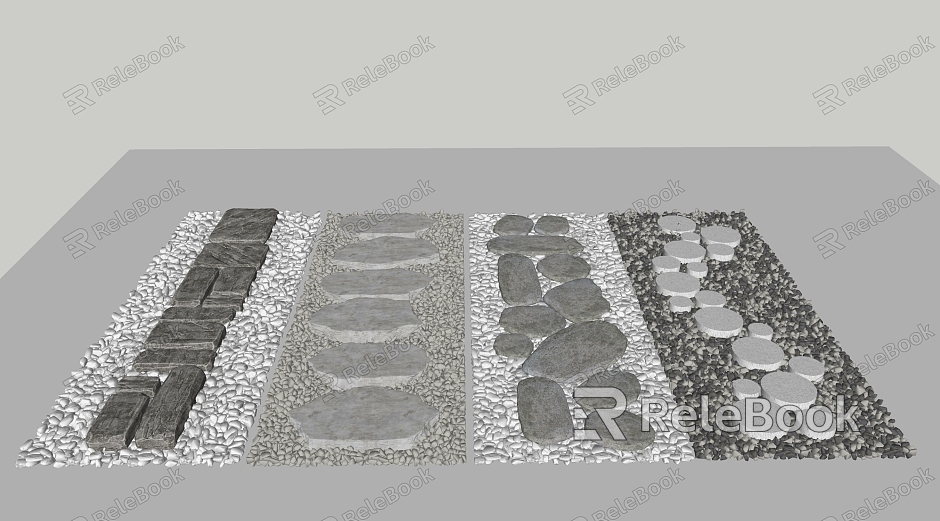 Cobblestone Slab Road Stone Garden Stone Road model