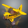 Yellow Biplane Model with S-21 Marking Black Stripes Propeller and Wheels