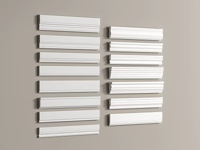 Various White Decorative Wall Molding Lines Arrangement On Beige Wall 3d model