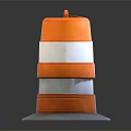 Two Stacked Reflective Orange And White Traffic Cones With Grey Bases On Black Background