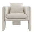 Beige Plush Fabric Accent Chair With Modern Design Comfortable Seat And Armrests