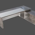 Modern L Shaped Office Desk With Wooden Top And White Cabinet