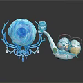 Blue Spiral Decorative Structure With Shell Base Branch Arms And Crystals