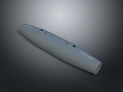 White Elongated Missile 3D Model With Green Surface Marker Dots And Open End 3d model