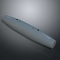 White Elongated Missile 3D Model With Green Surface Marker Dots And Open End