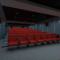Modern Cinema Interior Featuring Large Projection Screen Comfortable Seating And Audio Equipment 3d model