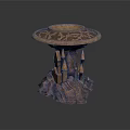 Decorative Scene Component Base With Circular Top Intricate Patterned Rim And Castle Tower Details 3d model