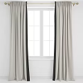 Neutral Beige Curtains with Black Trim for Window Dressing and Light Control