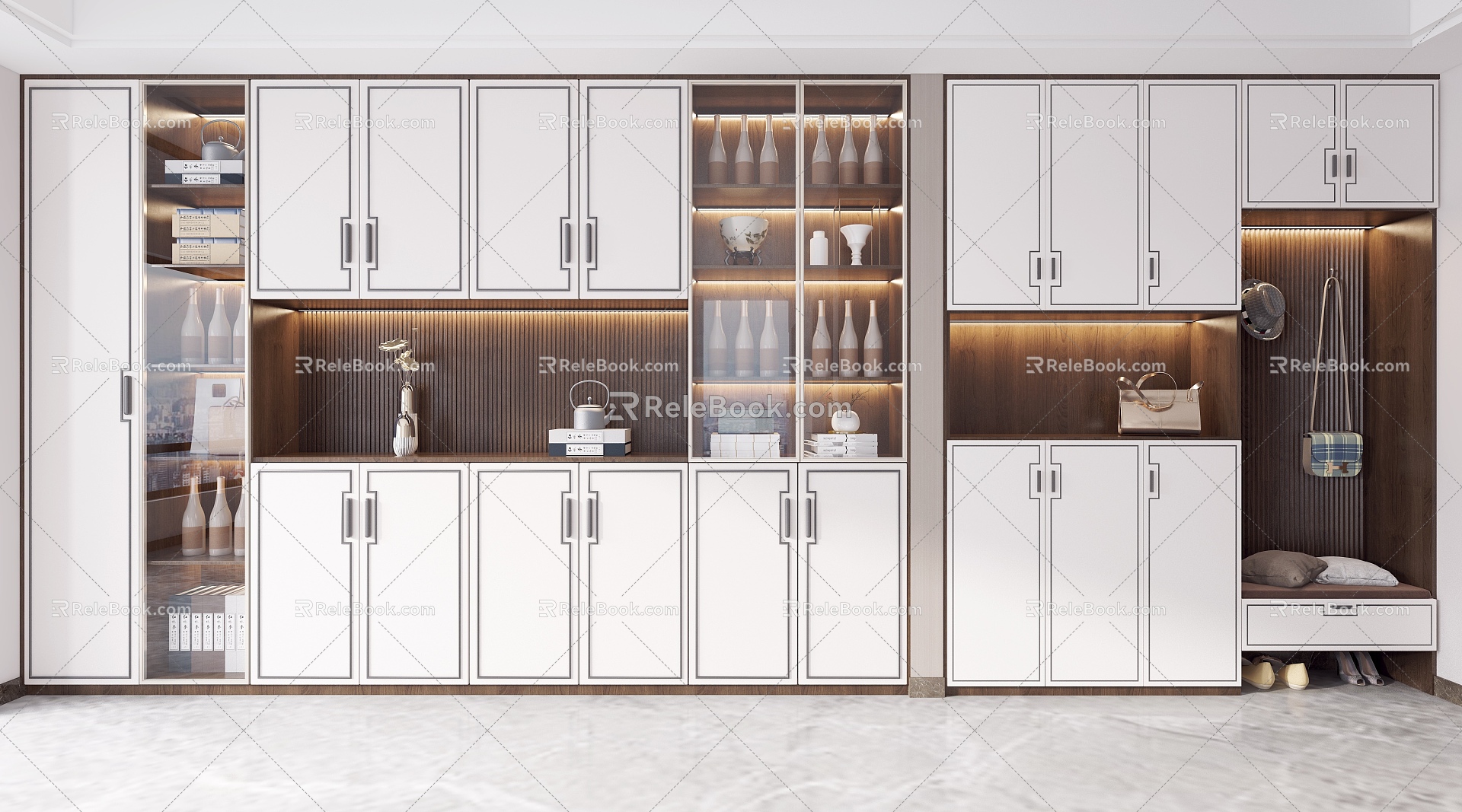 New Chinese-style Multi-functional Wine Cabinet Shoe Cabinet 2014 3d model