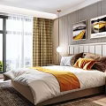 Background double bed 3d model