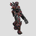 Futuristic Sci Fi Mech Character With Gray Red Armor And Mechanical Design