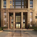 Elegant Residential Entrance Gate With Stone Columns Glass Doors And Landscaped Gardens