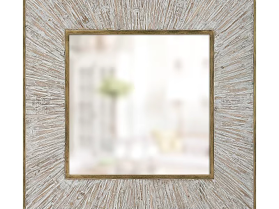 Decorative Square Mirror With Light Textured Frame And Gold Trim For Home Interior Decor 3d model