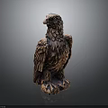 Eagle Sculpture With Detailed Bronze Colored Wings And Standing Claws Figure