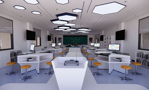 Modern Classroom Multimedia Classroom 3d model