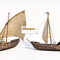 Two Vintage Wooden Sailboats With Traditional Canvas Sails And Classic Hull Details