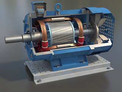 Motor Induction Motor Cross-section Motor Industrial Equipment Water Pump Water Pump Low Face Number Game Low Model Simple Model Video Level Super Realistic 3d model
