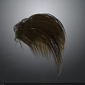 Trendy Woman Showcasing Brown And Golden Gradient Hair Wig Floating On Grey Background