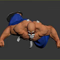 Muscular Bald Game Character With Green Sunglasses White Beard White Belt And Blue Pants
