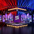 Esports Night Stage With Colorful Lighting And Screens