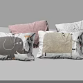 Cute Cartoon Animal Pattern Pillows with Elephant Giraffe in Pink White Black Beige
