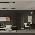 Modern Living Dining Room Design With Grey Sofa Round Coffee Table And Marble TV Stand