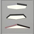 Three Modern Square Ceiling Lights With White Black Pink Frames In Interior 3d model