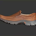 Orange Slip On Casual Shoes With Leather Upper And Grey Traction Sole