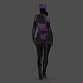 Cat Inspired Female Character in Purple Bodysuit With Cat Ear Mask Black Gloves And Boots