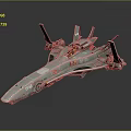 Streamlined Silver Sci Fi Spaceship Model With Multiple Wings And Red Seats