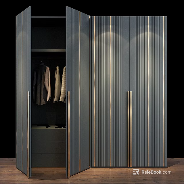 Elegant Modern Chest of Drawers with Metal Handles and Sleek Design for Bedroom 3d model 