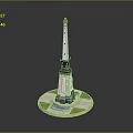 Detailed Model Tower With Circular Base Green Area And Water Feature 3d model