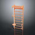 Orange Ladder Structure Fitness Equipment With Hanging Components And Small Platform