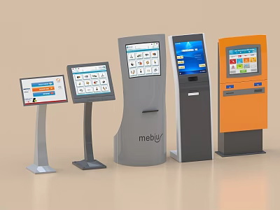 Smart Self Service Machines with Various Designs Touch Screens and Interfaces 3d model