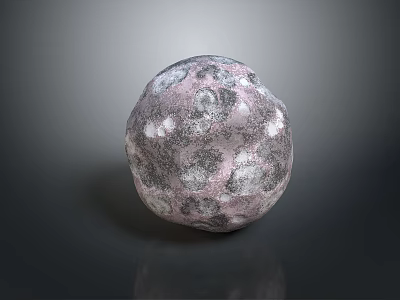 Pink Gray Textured Stone Sphere With Smooth Reflective Surface In Minimalist Background 3d model