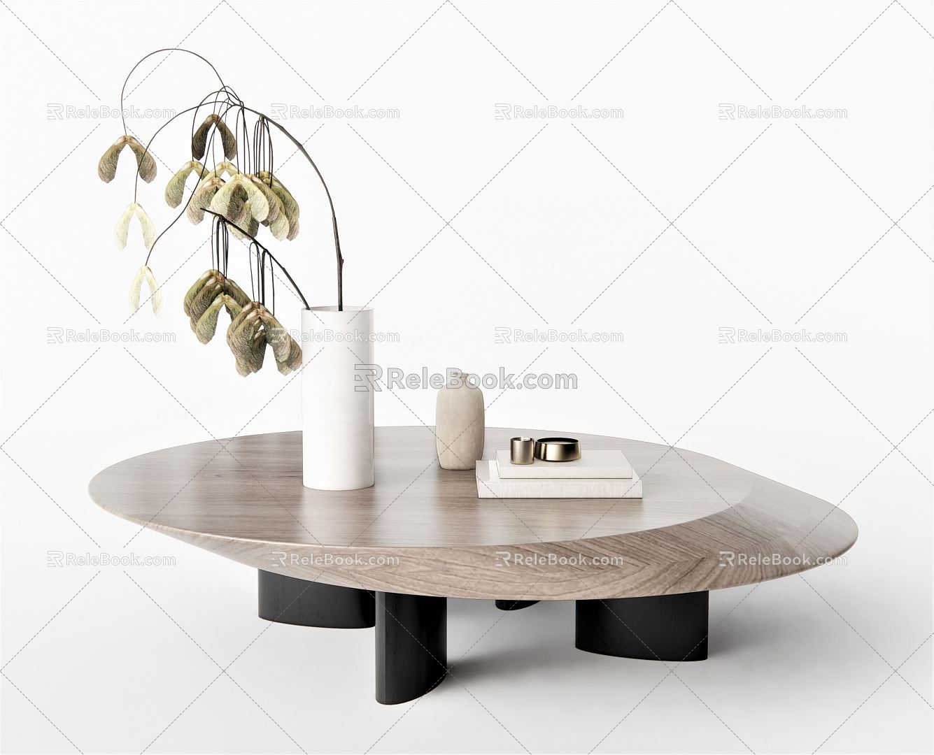 Modern Coffee Table Low Table Coffee Table Round Coffee Table Side Table Plant Vase Ornaments Book Casual Table model