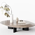 Modern Coffee Table Low Table Coffee Table Round Coffee Table Side Table Plant Vase Ornaments Book Casual Table 3d model