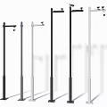 Surveillance Pole Components With Various Designs And Camera Mounting Features 3d model