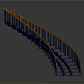 Modern Spiral Staircase with Orange Black Handrail and Stylish Steps