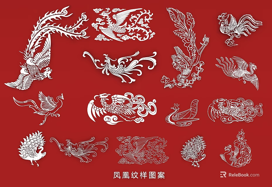 Elegant Traditional Chinese Phoenix Pattern Wall Decor With Various Intricate Details 3d model 