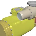 Heavy Duty Industrial Equipment with Yellow Cylindrical Body White Pipe Red Valve Handwheel and Flanges