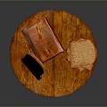 Fresh Brown Bread On Wooden Round Cutting Board With Whole Loaf And Sliced Pieces