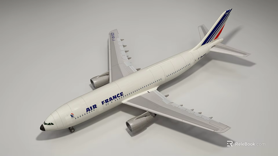 Air France Airliner With White Fuselage And Red Blue Tail Design 3d model 
