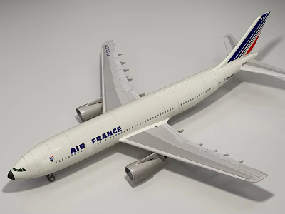 Air France Airliner With White Fuselage And Red Blue Tail Design 3d model