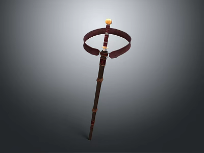 Medieval Weapon Sword With Brown Leather Scabbard And Golden Hilt Top 3d model