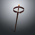 Medieval Weapon Sword With Brown Leather Scabbard And Golden Hilt Top